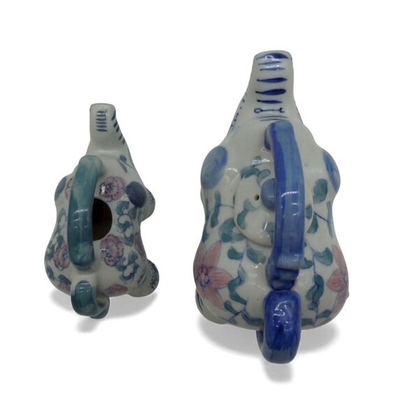 ELEPHANT TEAPOT Set Floral Ceramic Blue and White Vintage - Picture 9 of 12